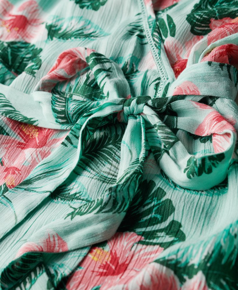 vestido curto envelope estampado em luna rose mint