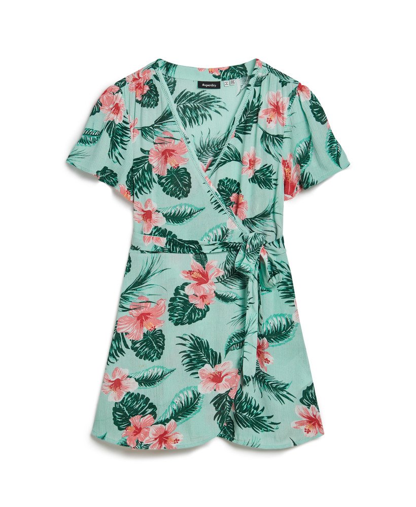 vestido curto envelope estampado em luna rose mint