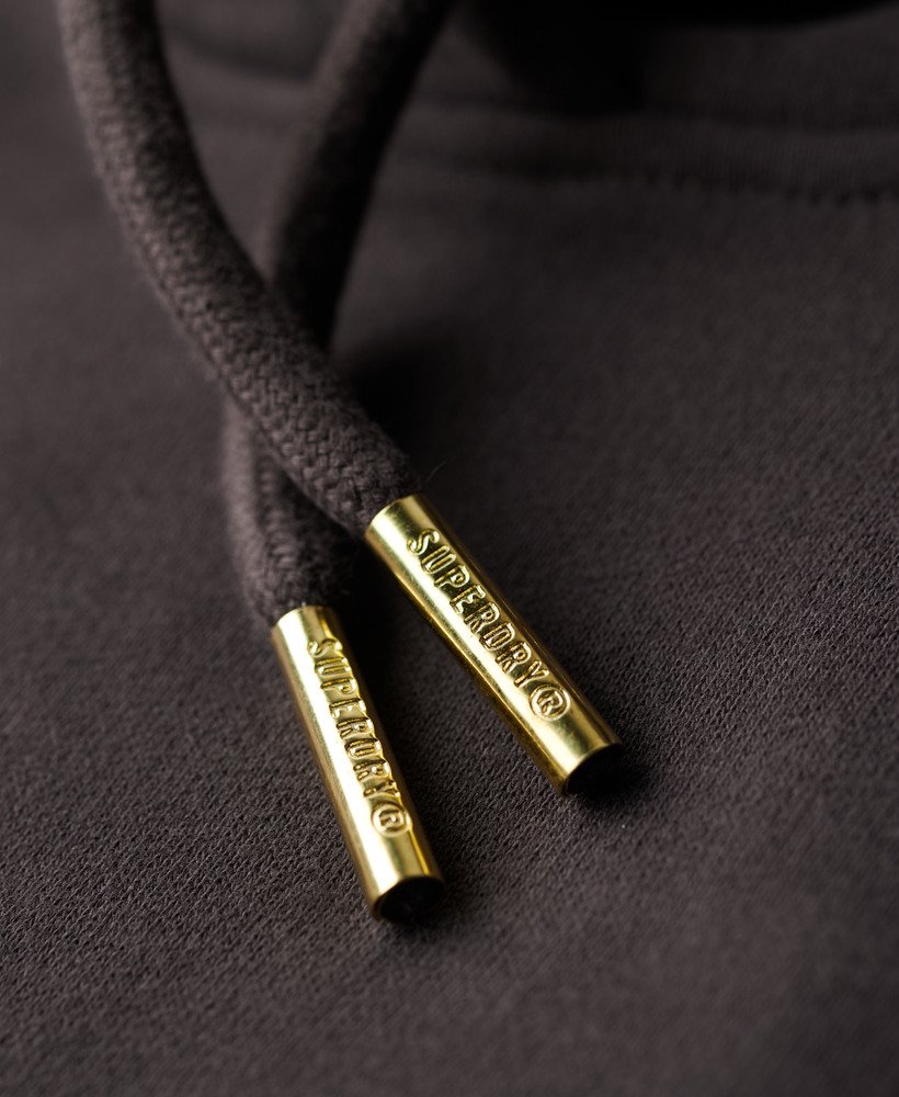 vestido com capuz e strass estilo tatuagem na cor preto carbono