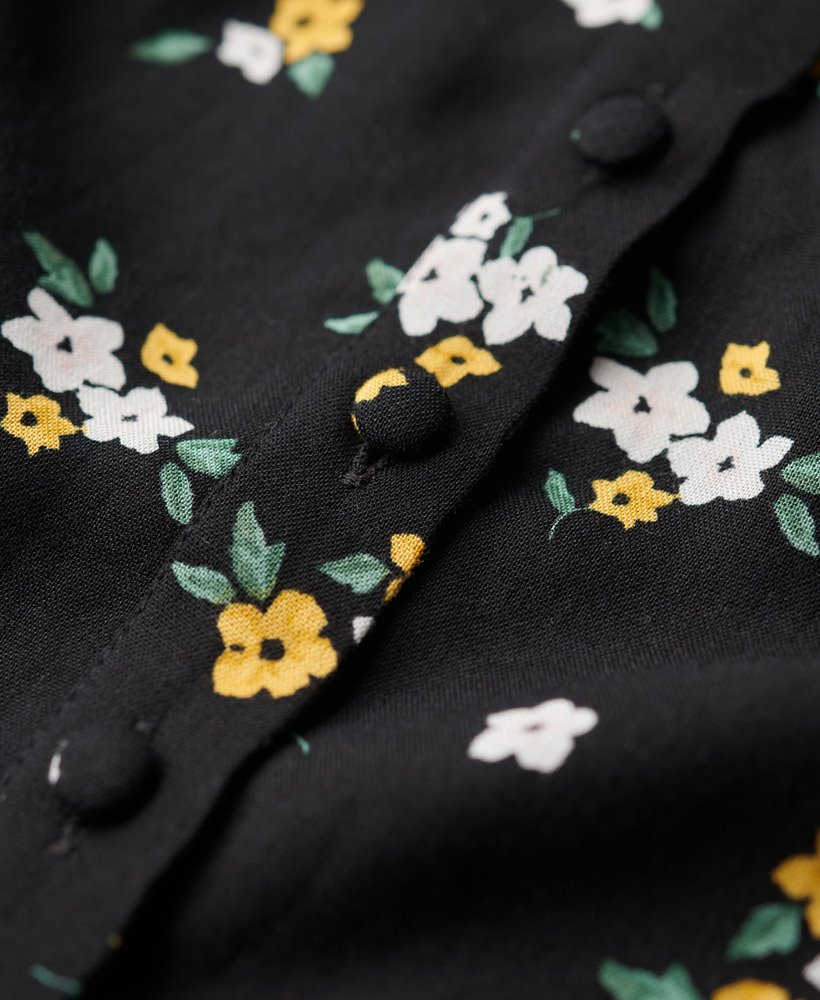 vestido midi de alcinha com botões e estampa floral candice.
