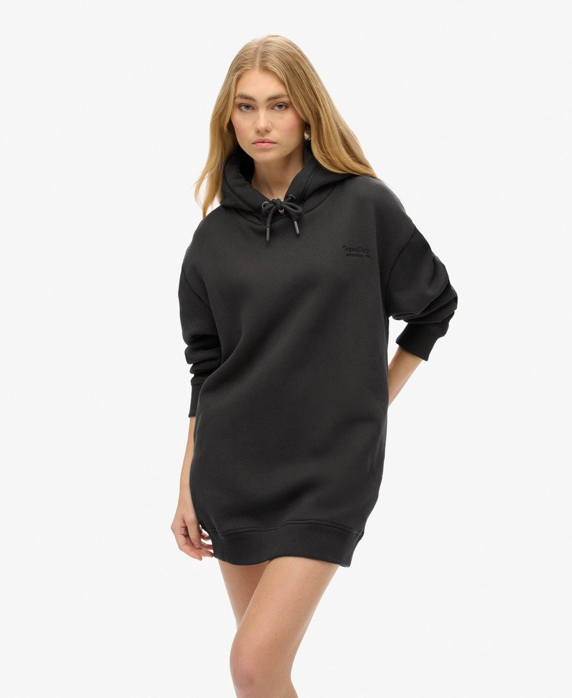 vestido essencial com capuz na cor preto bison