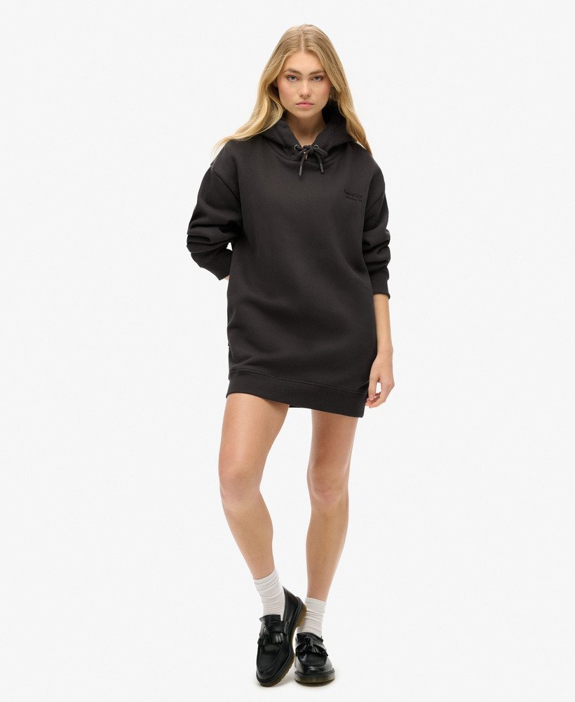 vestido essencial com capuz na cor preto bison