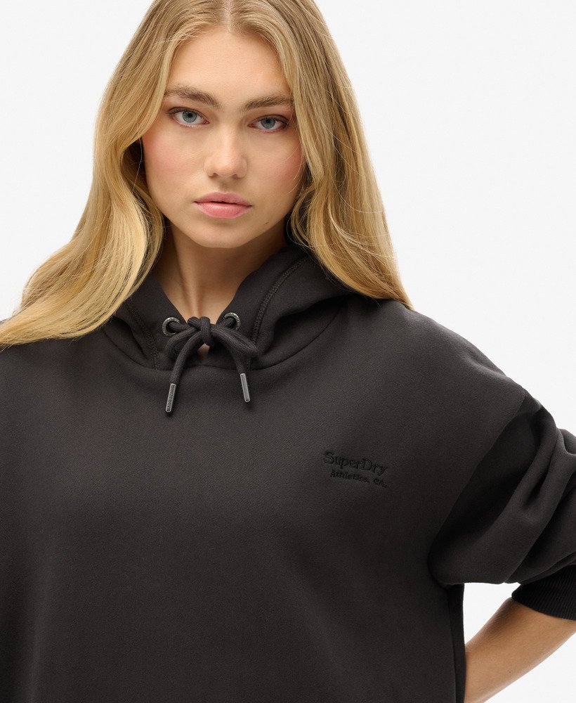 vestido essencial com capuz na cor preto bison