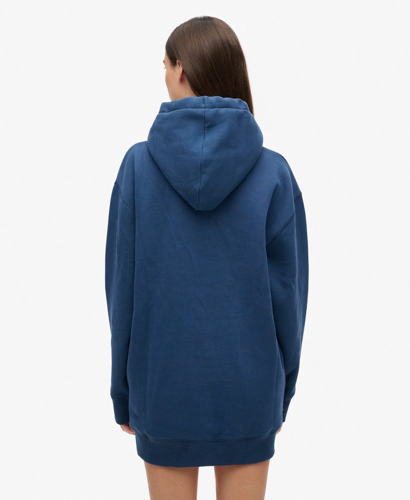 vestido com capuz luxe metallic logo na cor azul-marinho sargasso