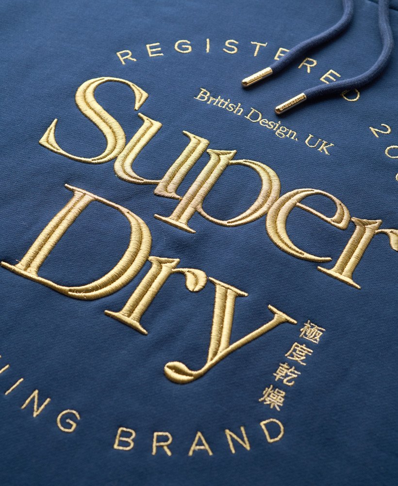 vestido com capuz luxe metallic logo na cor azul-marinho sargasso