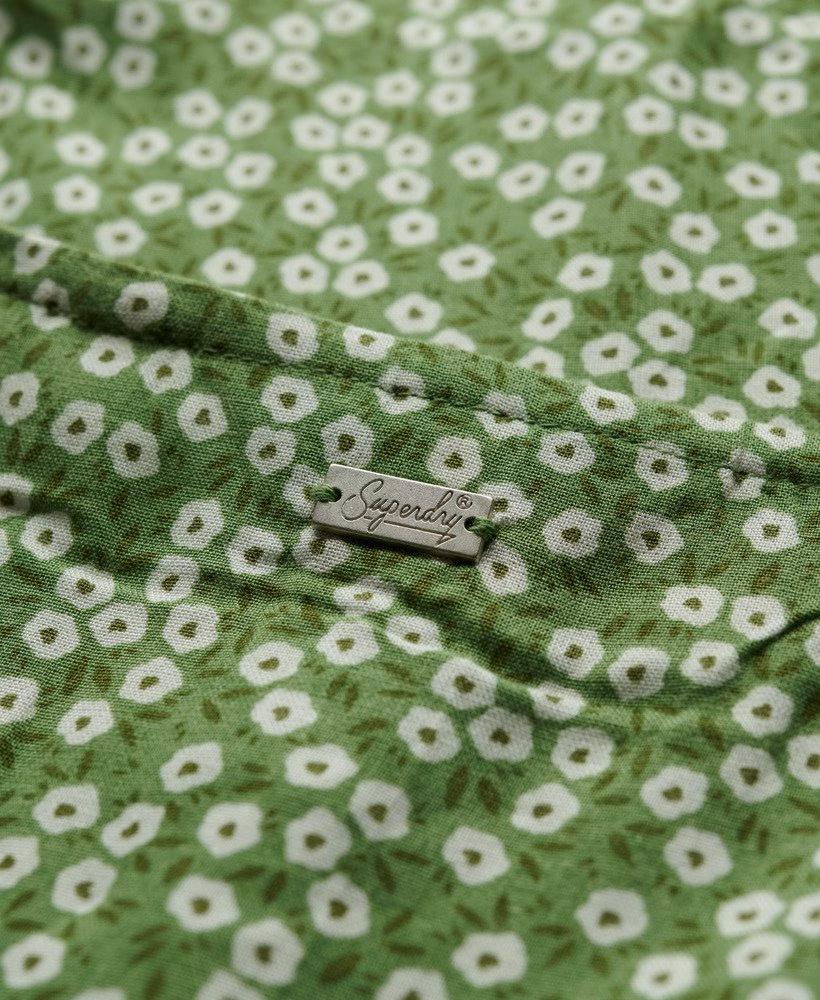 Vestido midi de alcinha estampado com botões