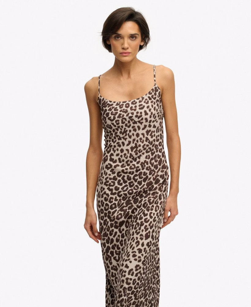 Vestido longo estampado estilo slip