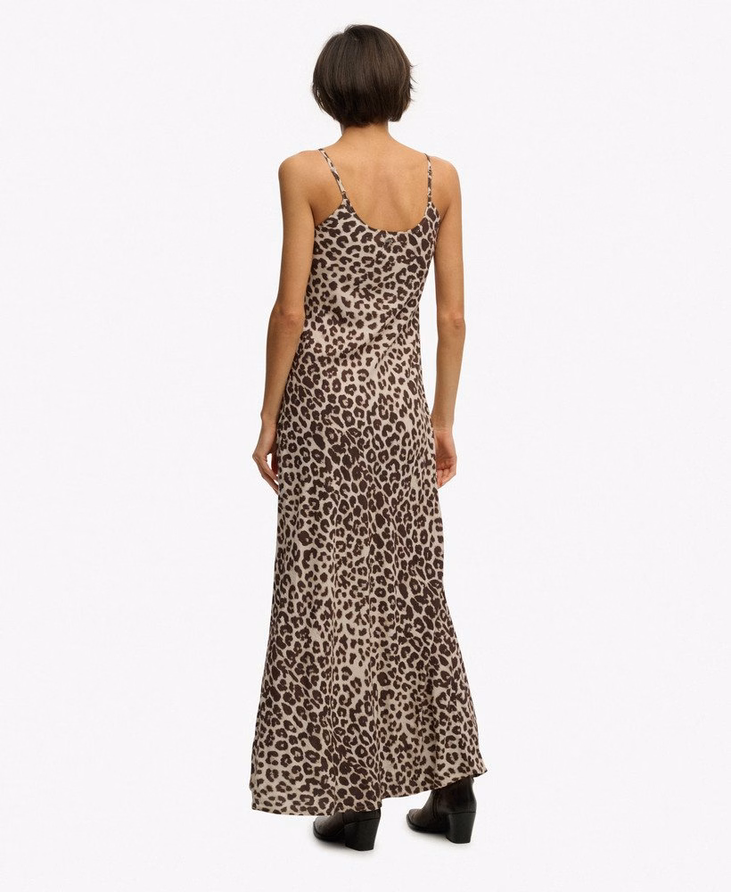 Vestido longo estampado estilo slip