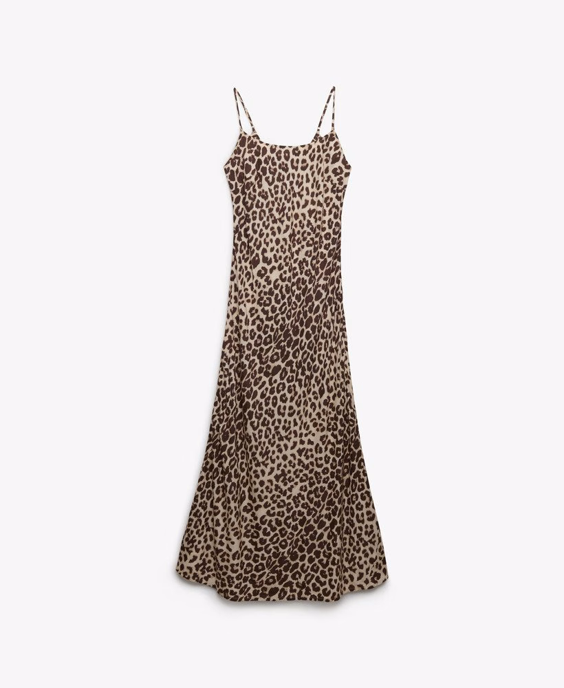 Vestido longo estampado estilo slip