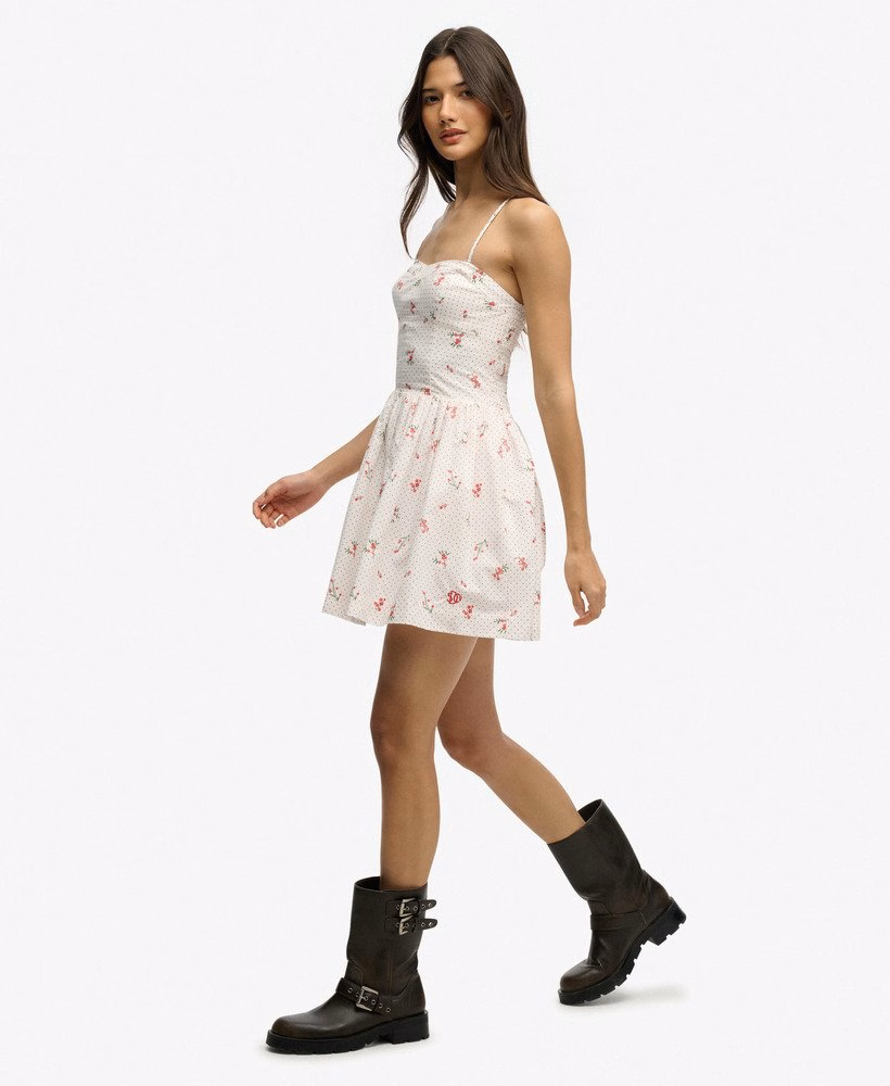 Vestido curto de alças com espartilho