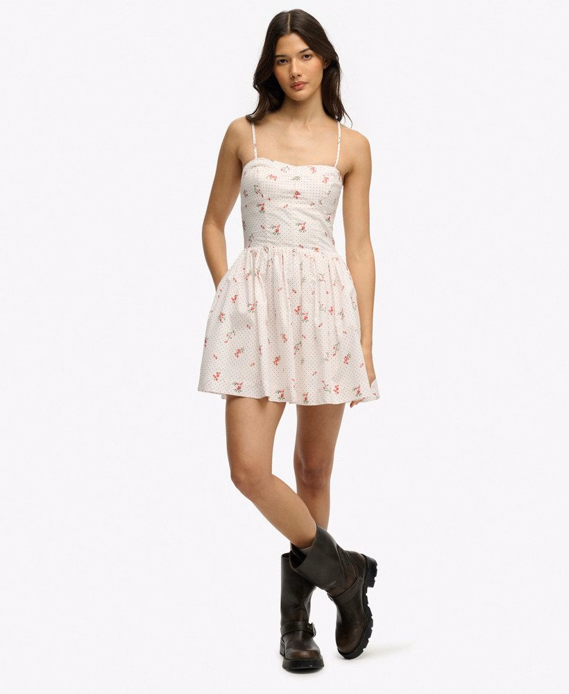 Vestido curto de alças com espartilho