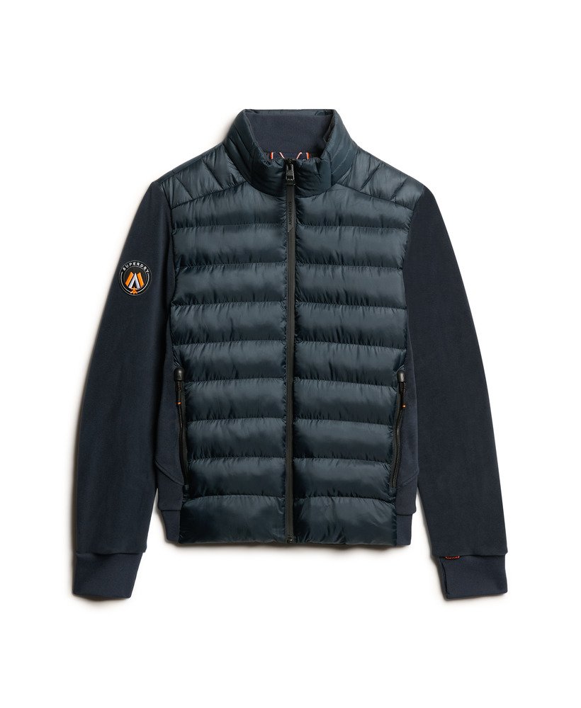 jaqueta bomber híbrida storm fleece na cor azul marinho eclipse