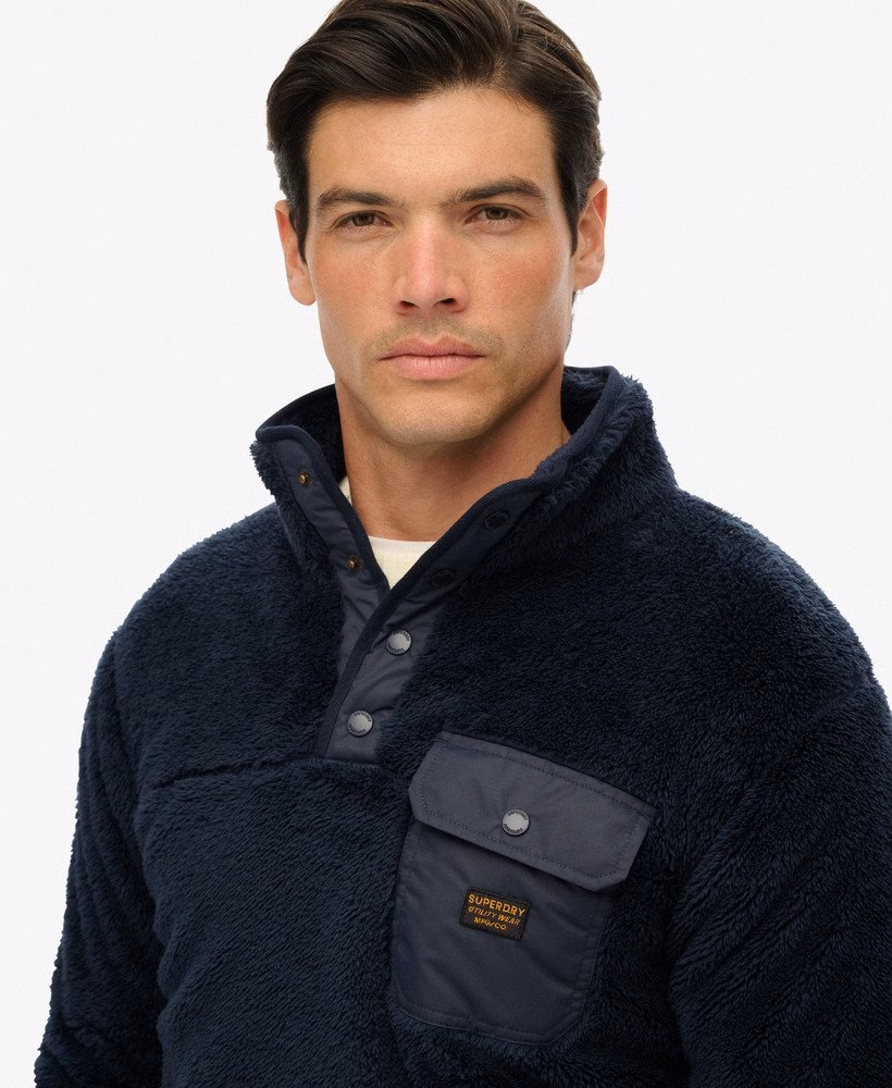 Suéter Henley de lã de pelo alto
