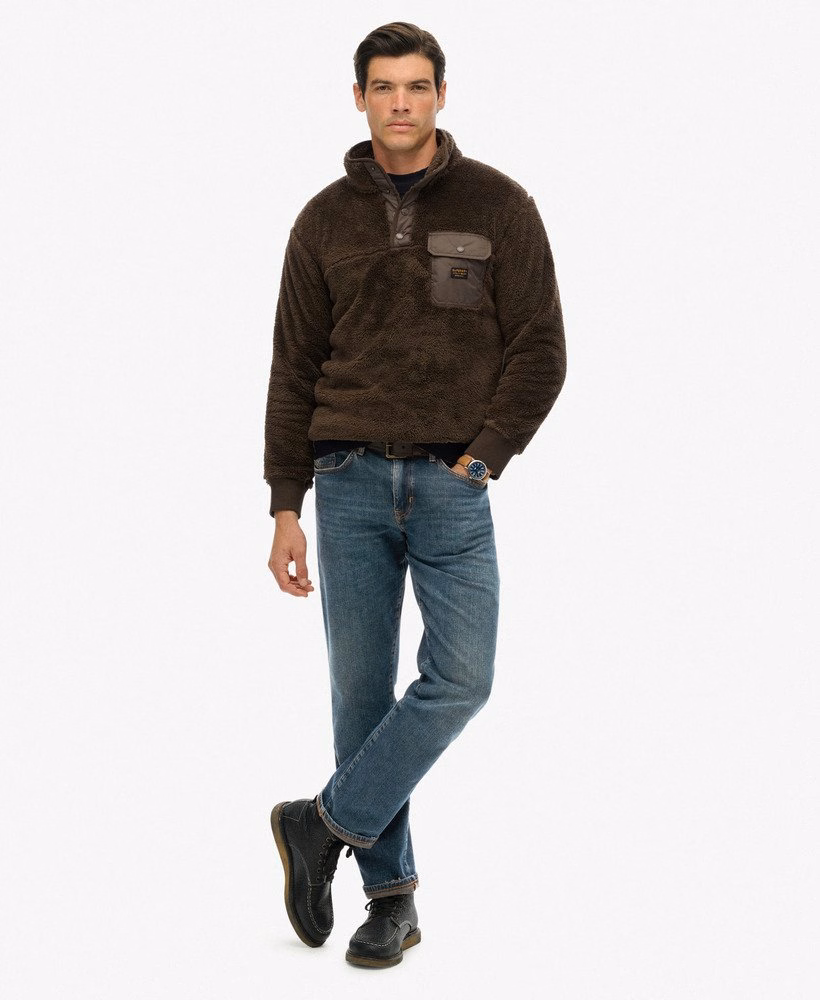 Suéter Henley de lã de pelo alto