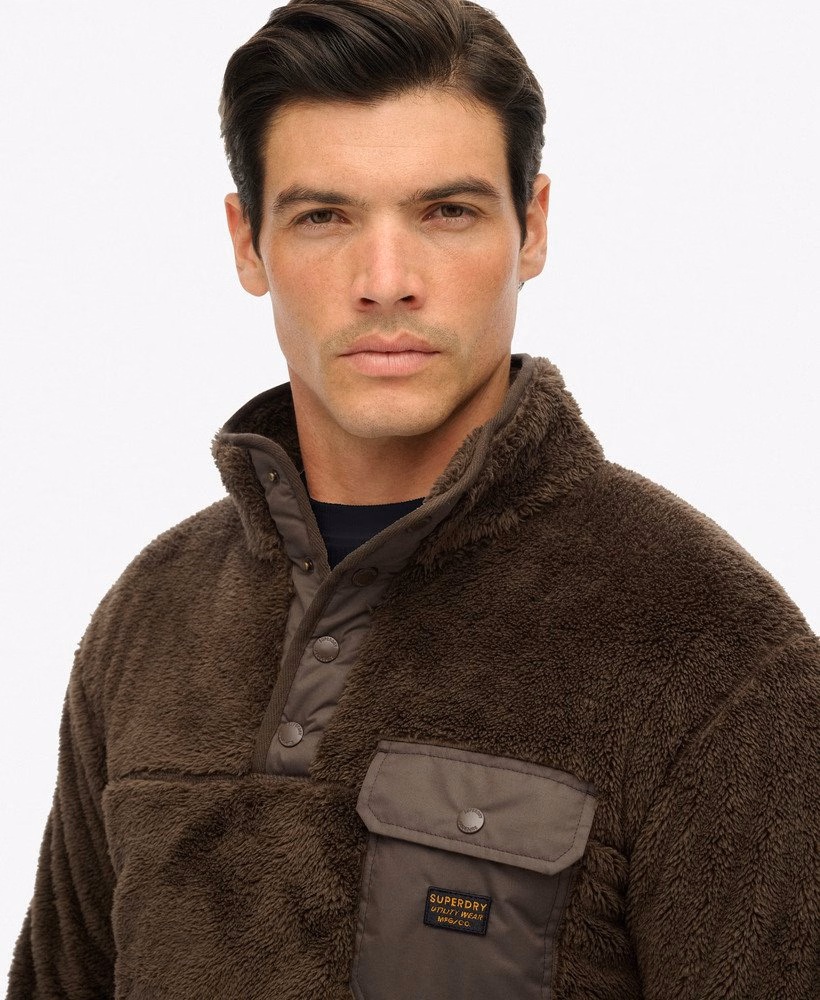 Suéter Henley de lã de pelo alto