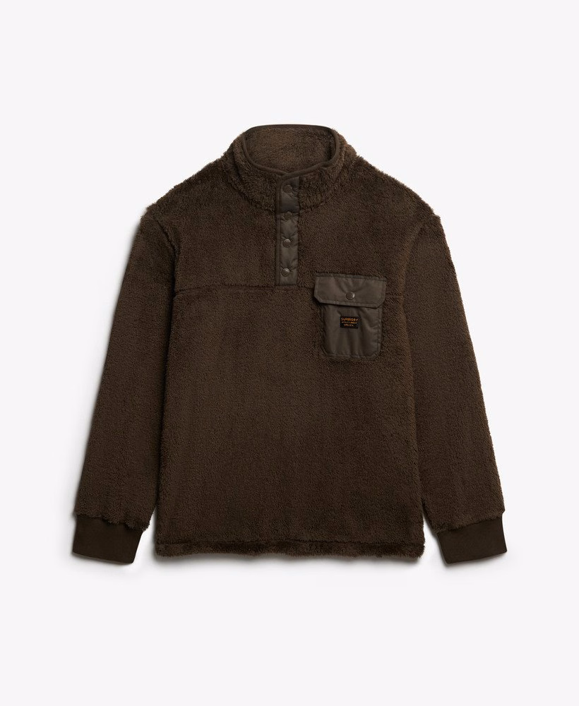 Suéter Henley de lã de pelo alto