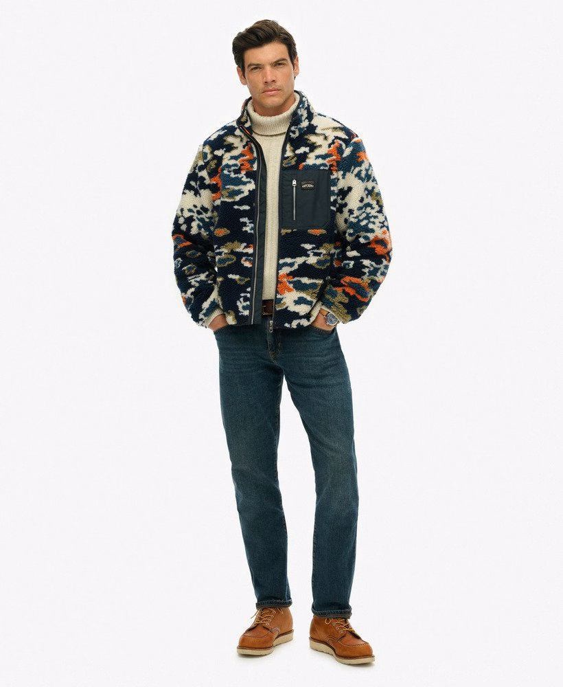 Fleece estampado com zíper