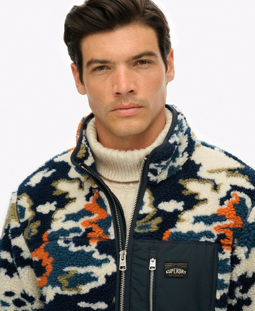 Fleece estampado com zíper