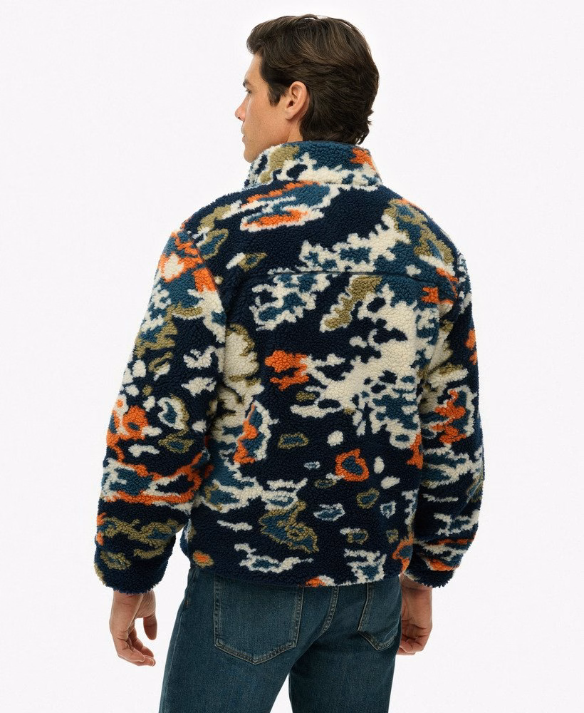 Fleece estampado com zíper
