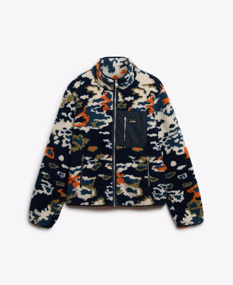 Fleece estampado com zíper
