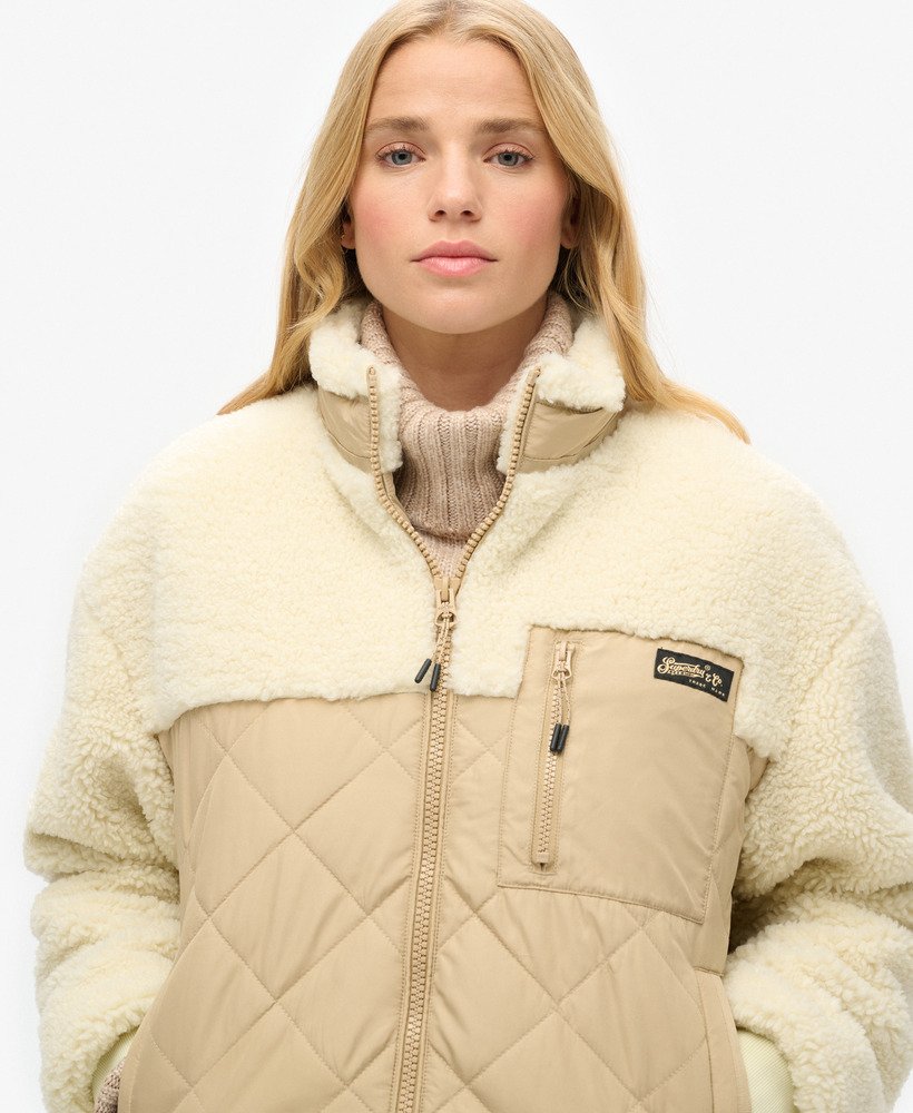 jaqueta híbrida de lã polar para trabalho na cor creme urbano
