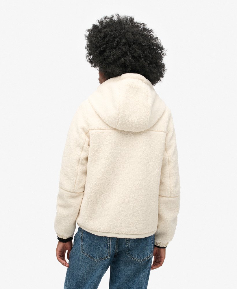jaqueta borg trekker com capuz na cor off white