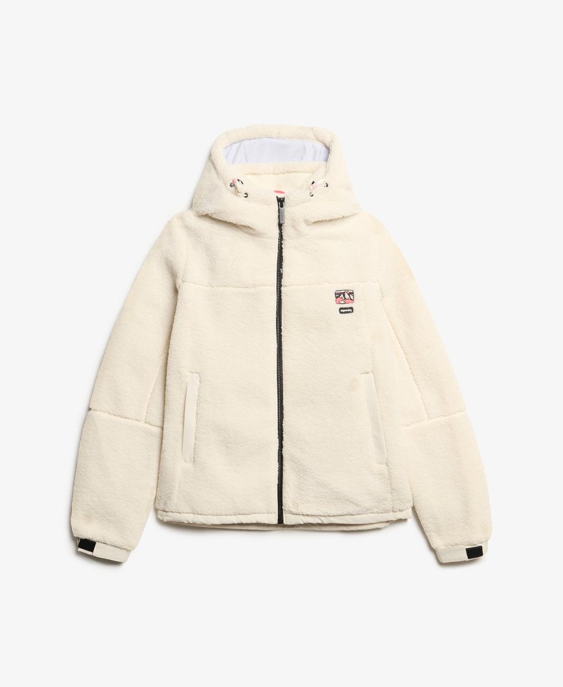 jaqueta borg trekker com capuz na cor off white