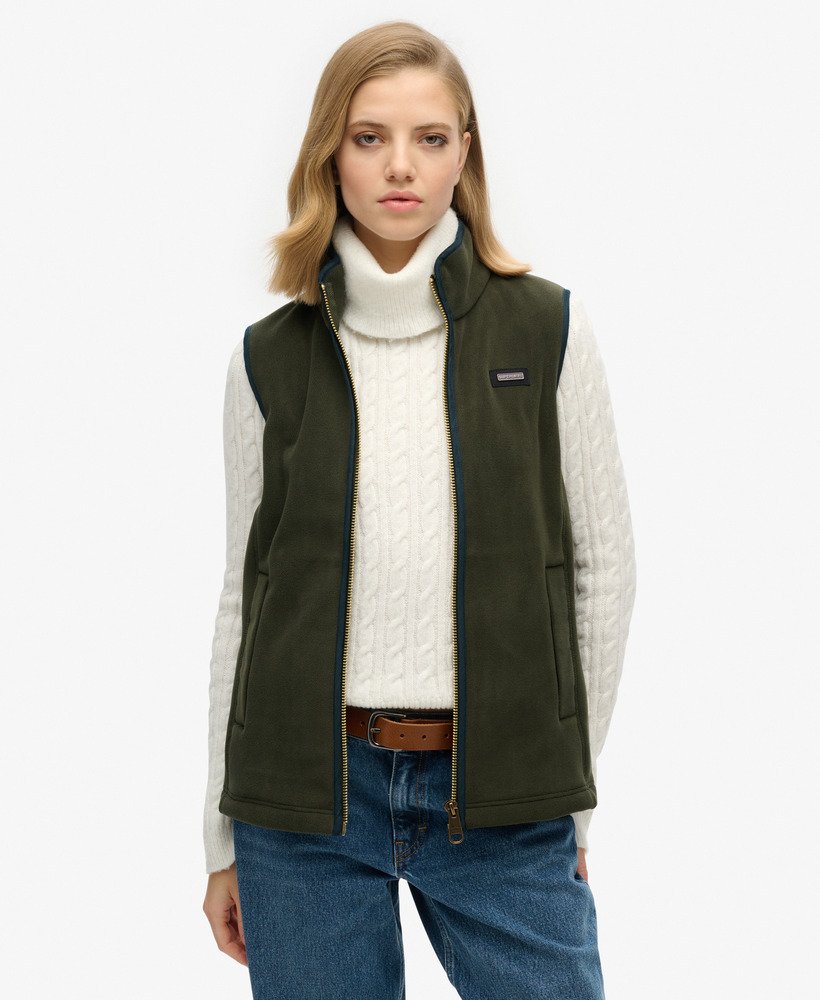 colete de lã polar estate fleece na cor verde-oliva excedente de estoque
