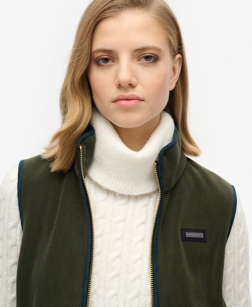 colete de lã polar estate fleece na cor verde-oliva excedente de estoque