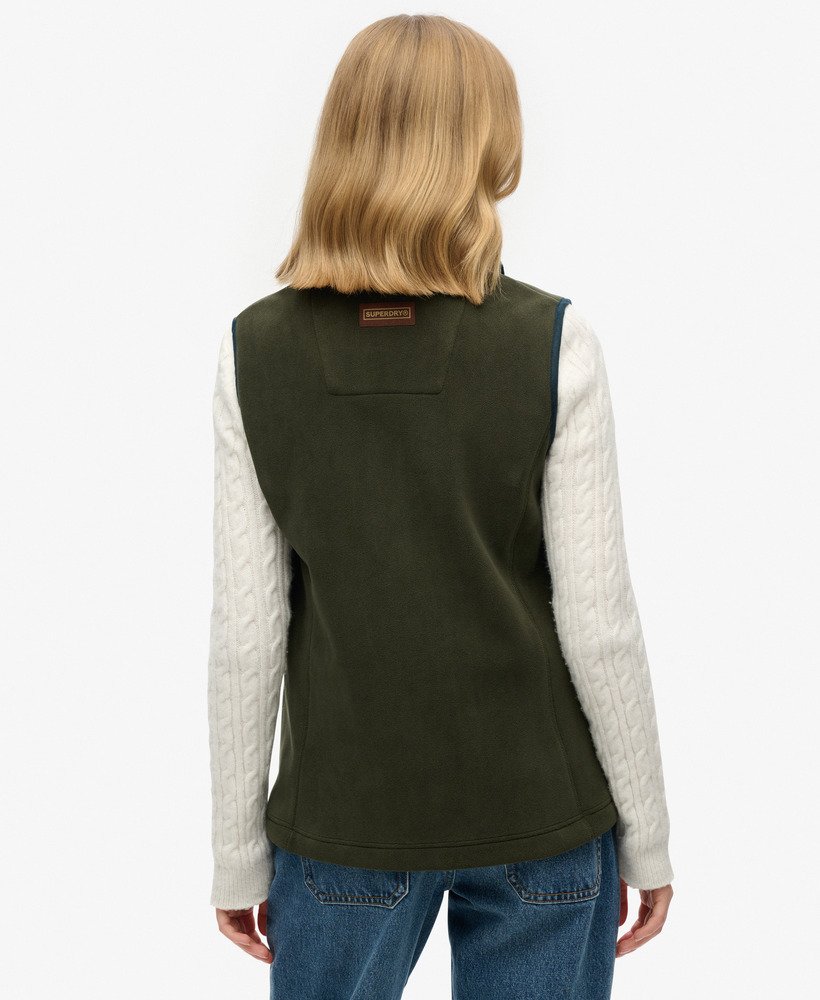 colete de lã polar estate fleece na cor verde-oliva excedente de estoque