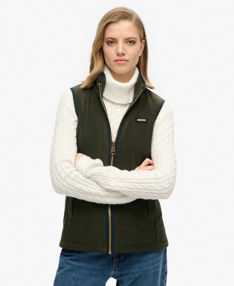 colete de lã polar estate fleece na cor verde-oliva excedente de estoque