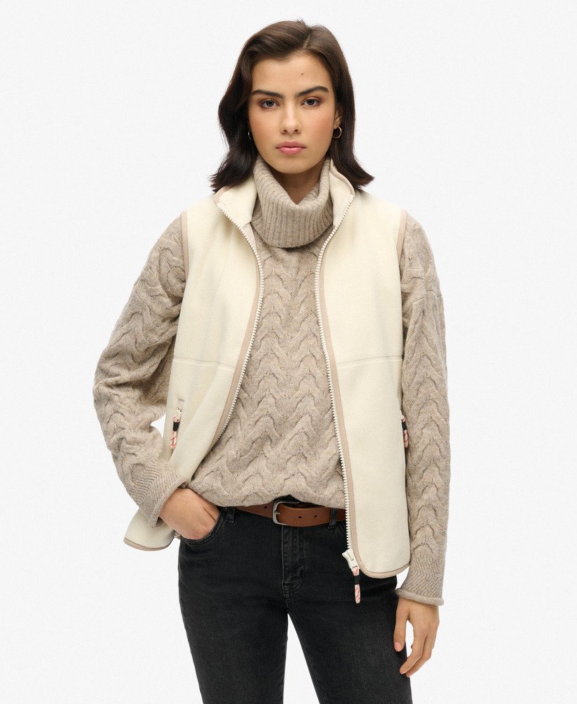 colete de lã polar active fleece na cor branca arroz