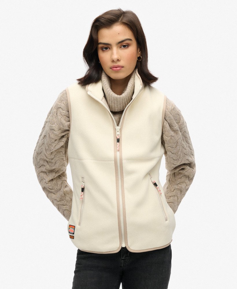 colete de lã polar active fleece na cor branca arroz