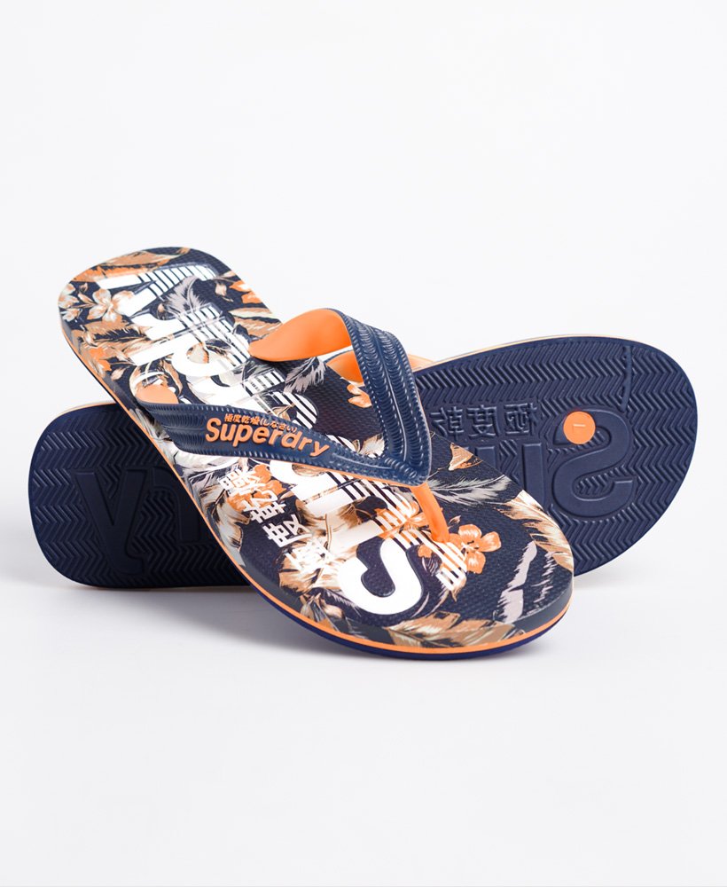 chinelo de dedo estampado com folha da indonésia