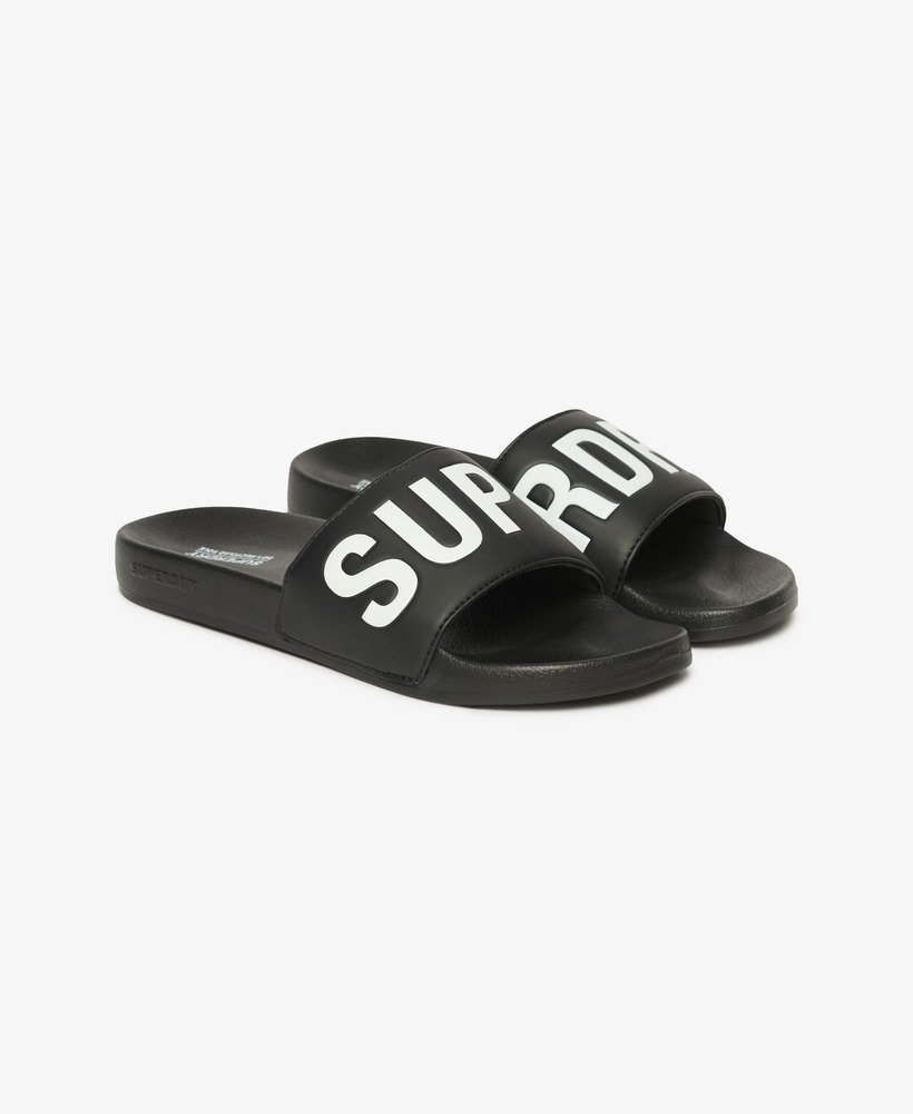 sliders de piscina veganos core em pretobranco