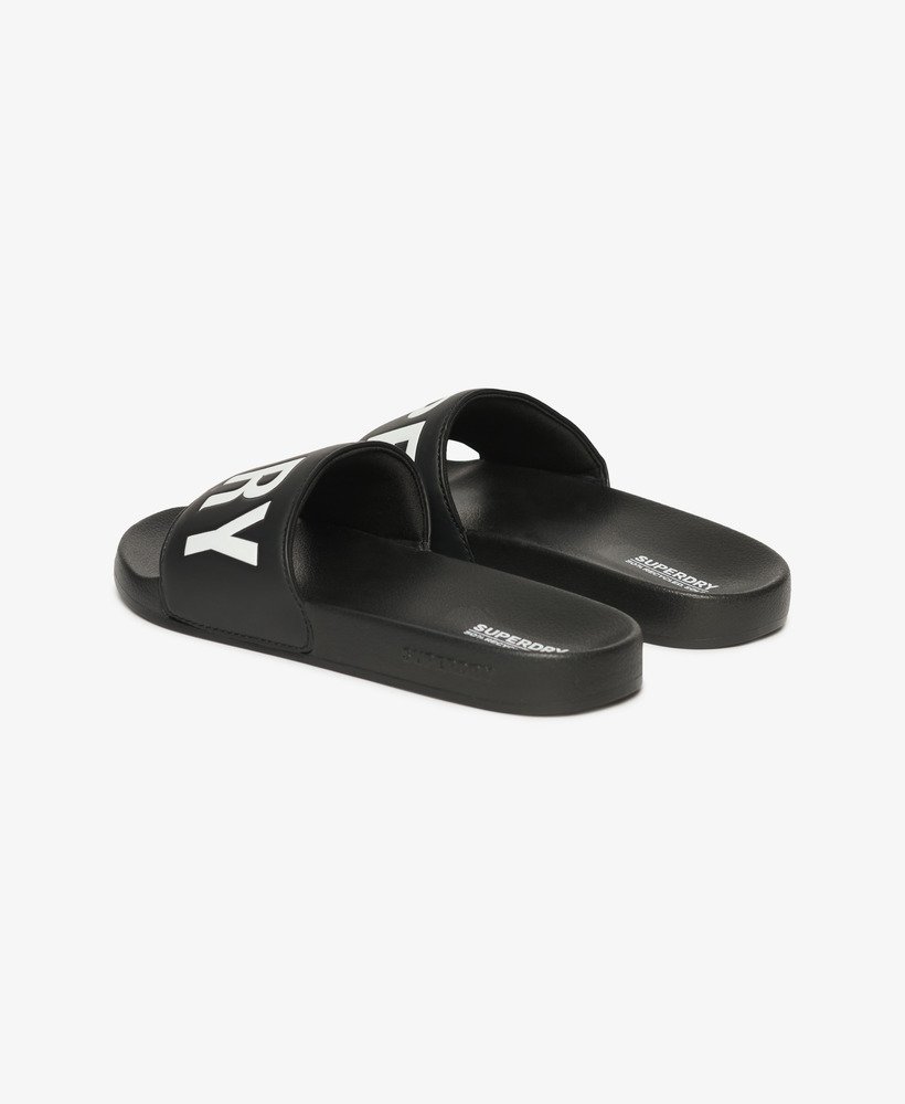 sliders de piscina veganos core em pretobranco