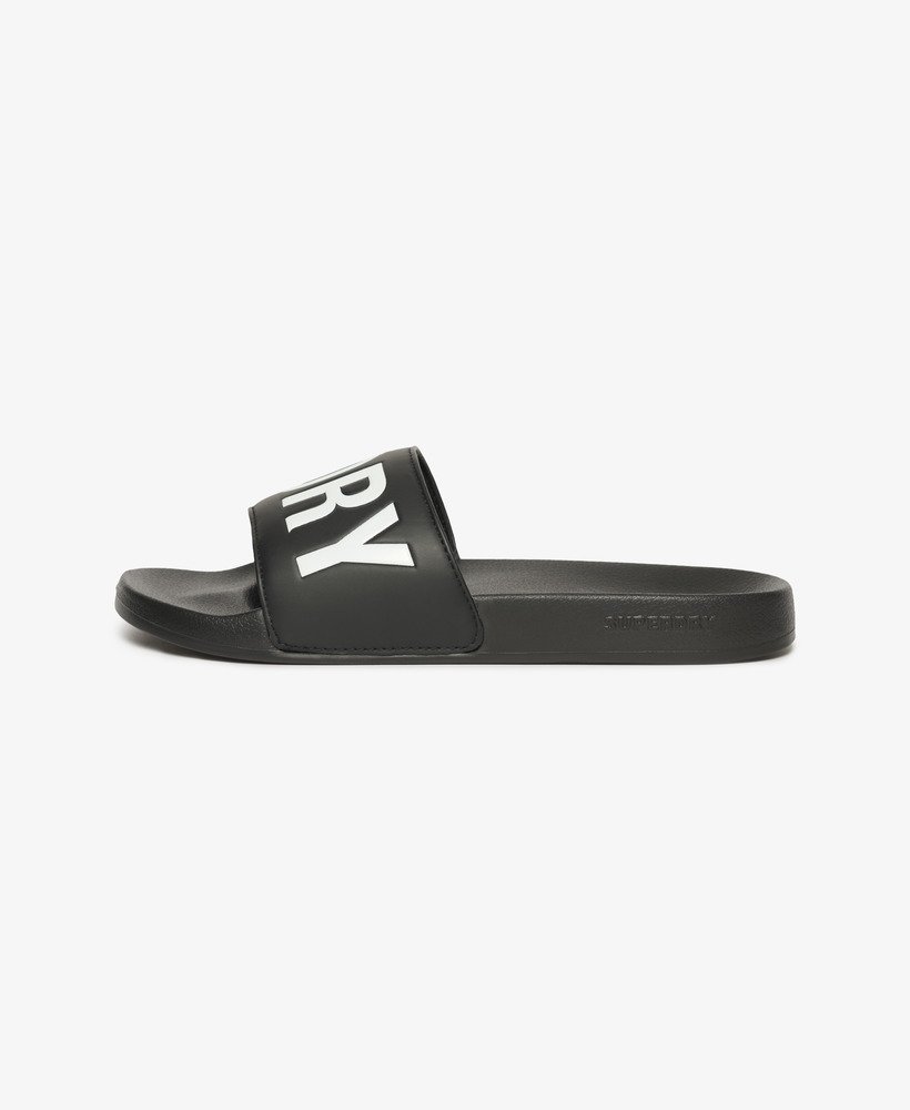 sliders de piscina veganos core em pretobranco