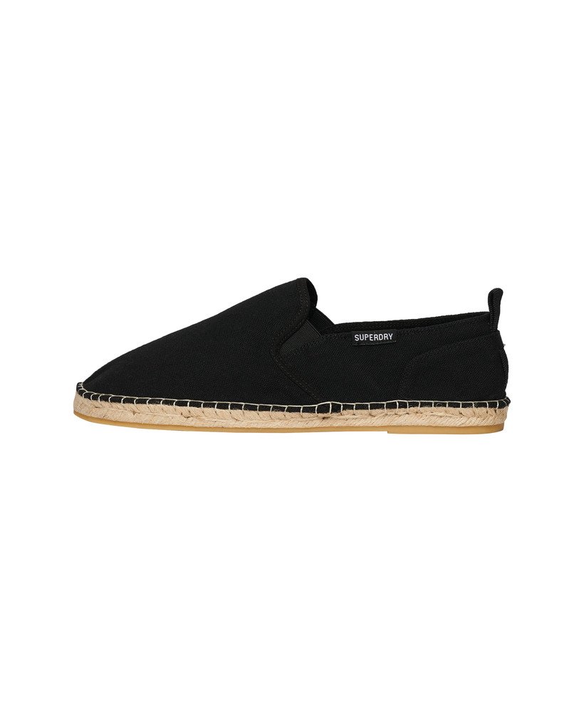 sapatos espadrille de lona na cor preta.