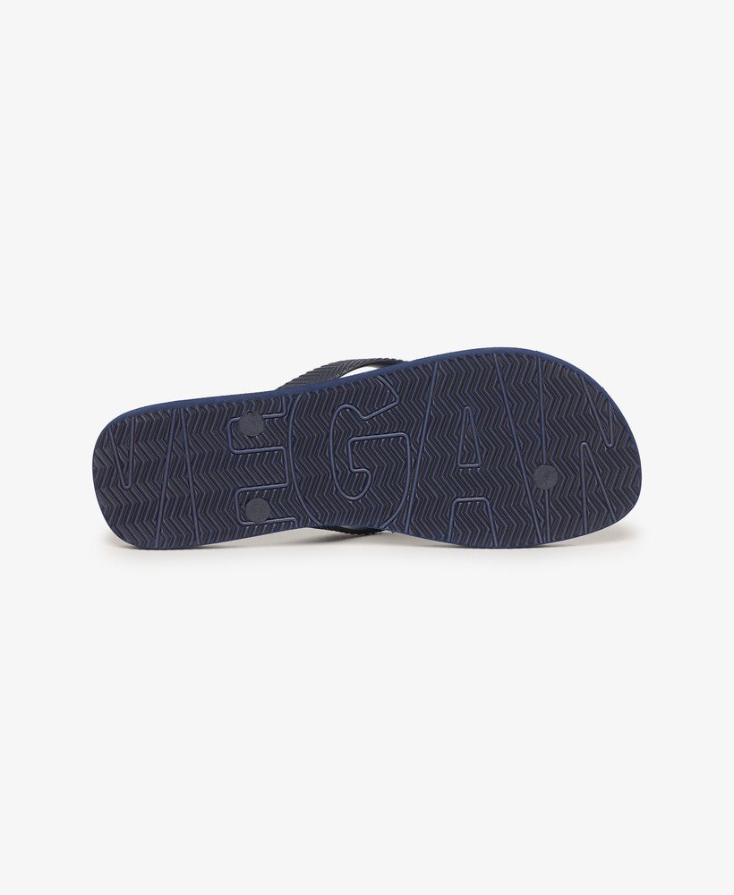 chinelo vintage vegano em tom azul marinho intenso.