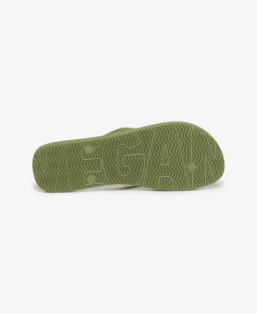 chinelo de dedo vegano vintage na cor cáqui oliva