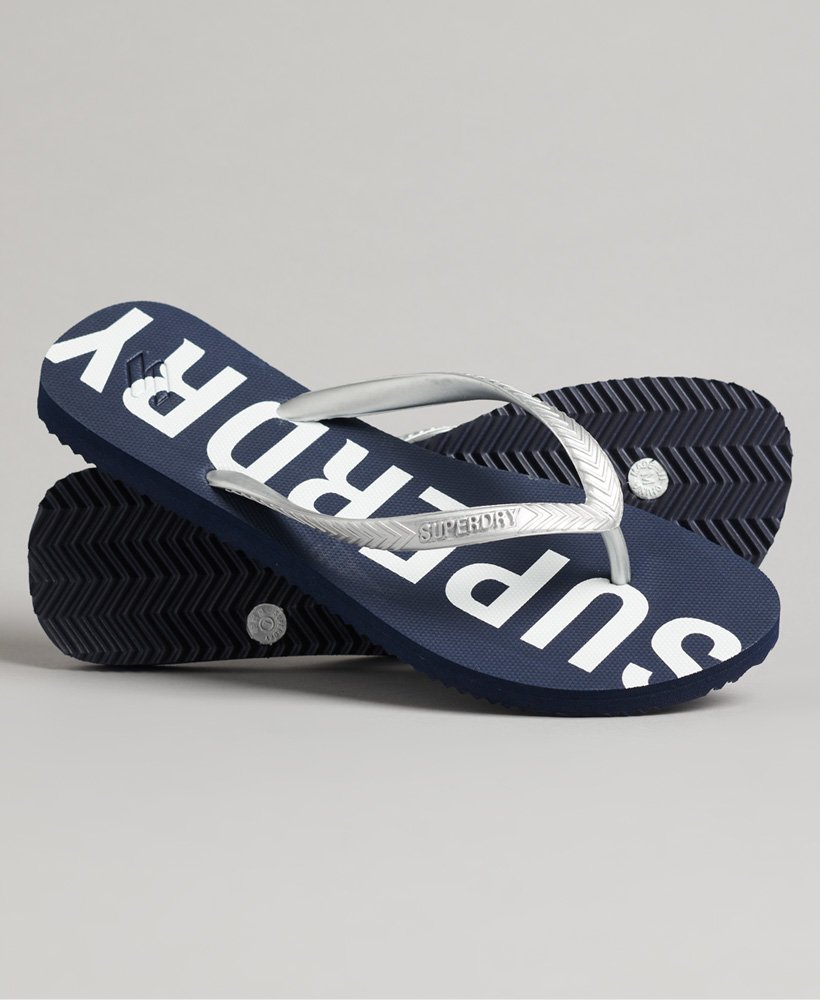 chinelo code essential em azul-marinho escuroprata metálica