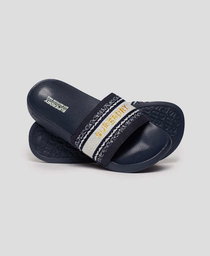 chinelo de piscina vegano em tecido na cor azul marinho puro
