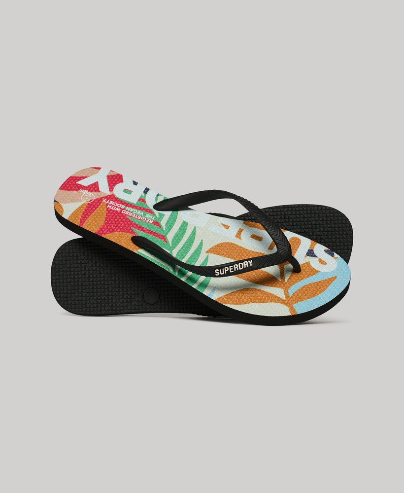 chinelo vegano com logo na estampa jungle stencil peach