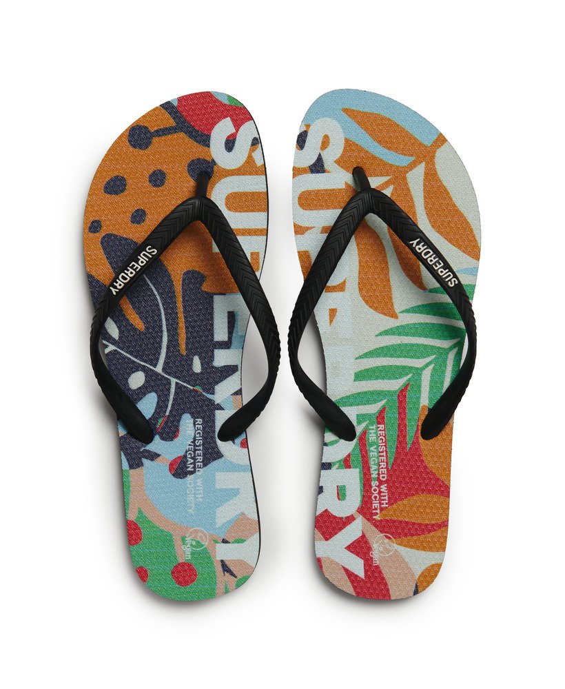 chinelo vegano com logo na estampa jungle stencil peach