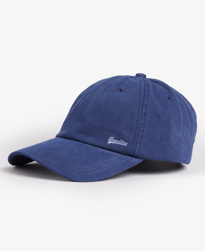 boné vintage bordado em azul marinho intenso.