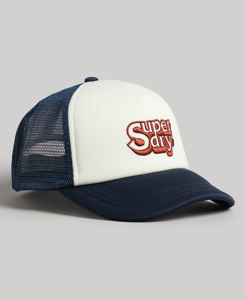 boné trucker vintage em off whiteazul marinho eclipse