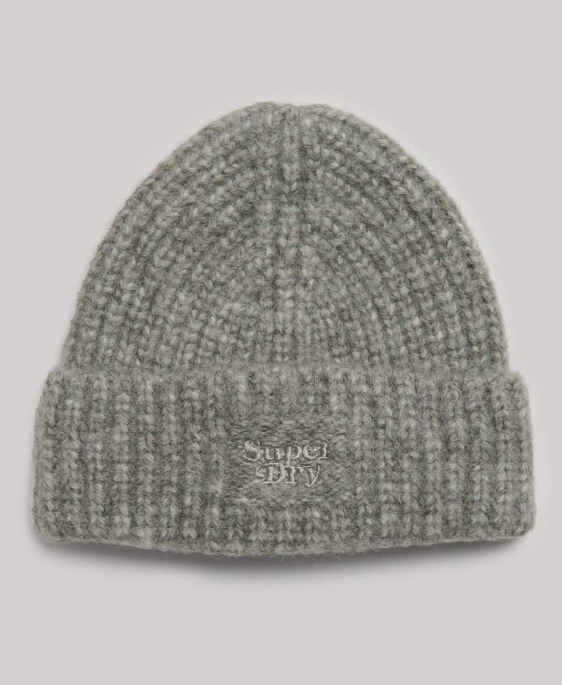 gorro de malha canelada na cor cinza mesclado