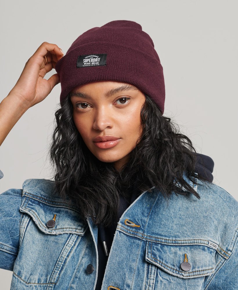 gorro clássico de tricô na cor mescla bordô.