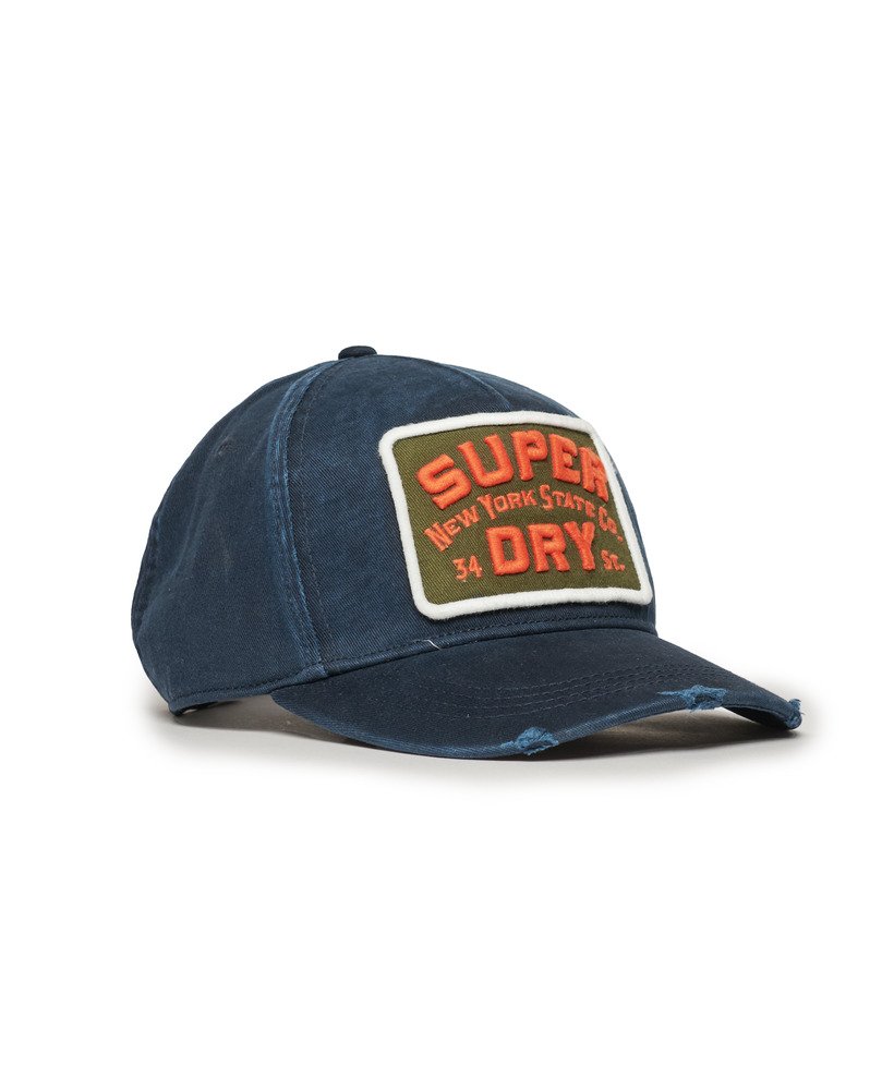 boné trucker estampado na cor azul marinho