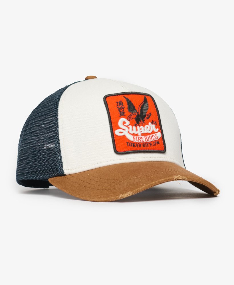 boné trucker de tela em denim co marrom tabaco